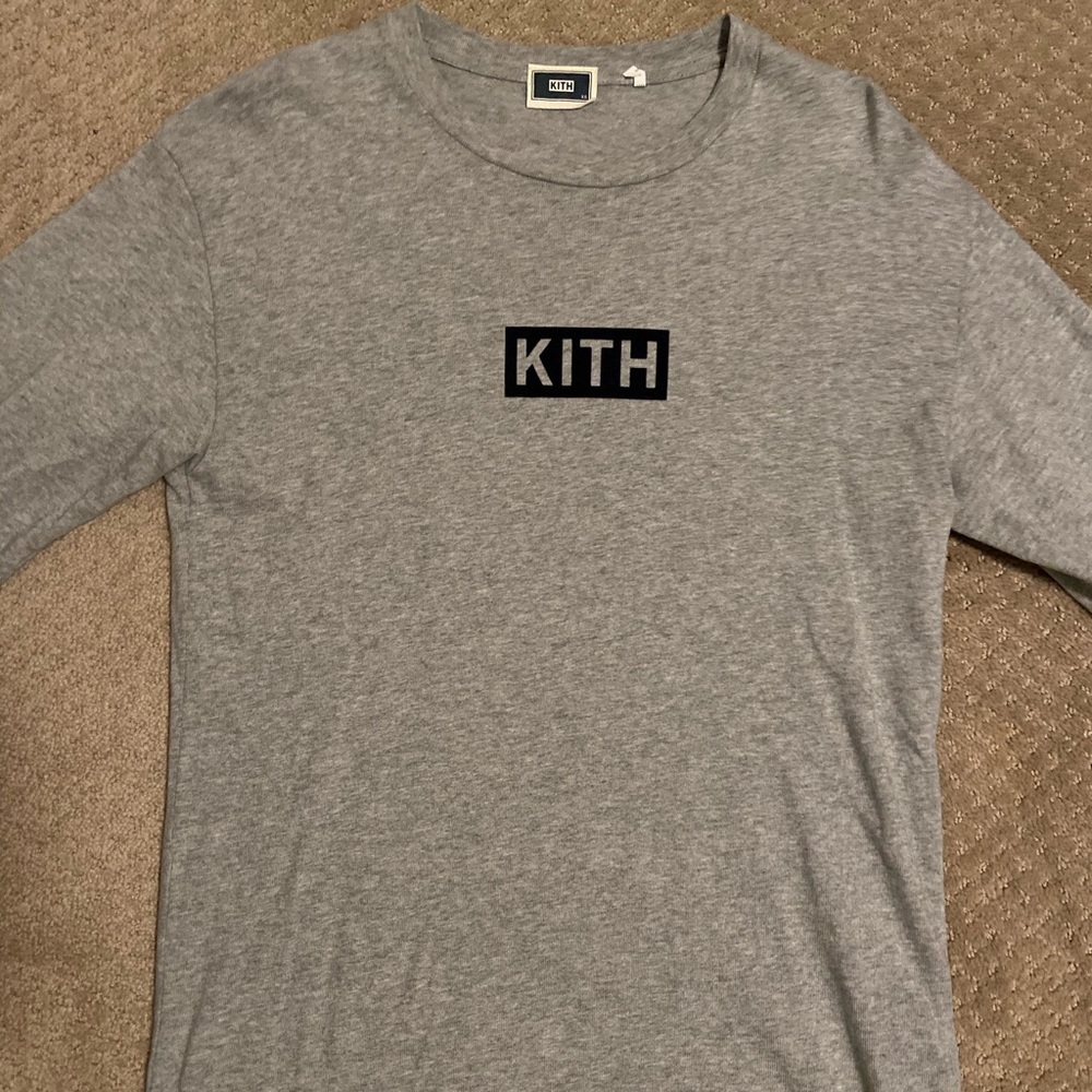 Kith Classic Logo Long Sleeve T-Shirt Heather Grey